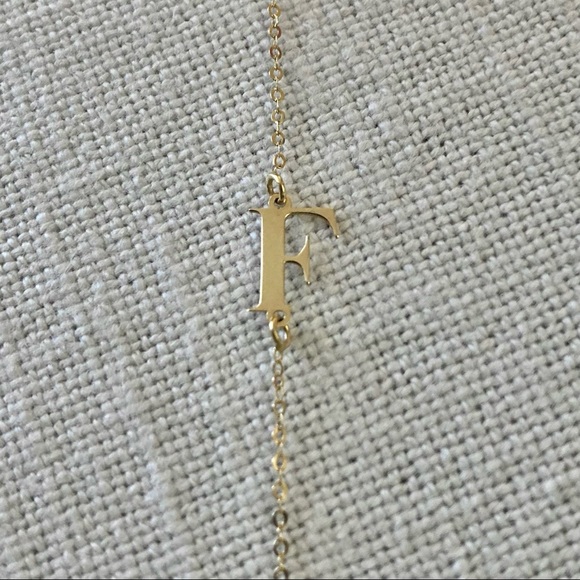 GOLDEN CLEF Asymmetrical Letter F Initial Pendant Necklace 14k Gold ITALY $199 - Picture 7 of 15
